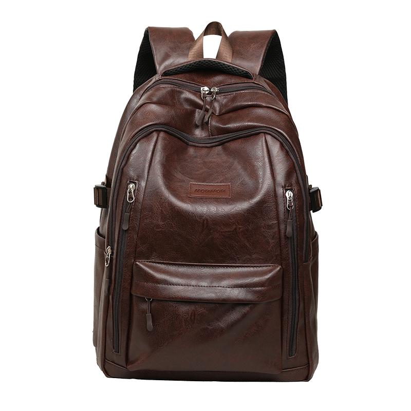 Vintage PU Backpack for Men Women Casual Daypack Travel School Bag with Multi Pockets