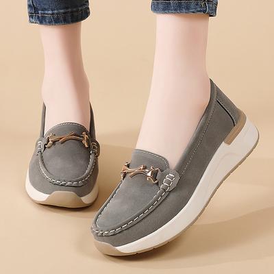Damskie Buty na Koturnie Grube Platforma Mokasyny Codzienne Gruba Podeszwa Podwyższające Wsuwane Czarne Buty Kołyszące Duży Rozmiar