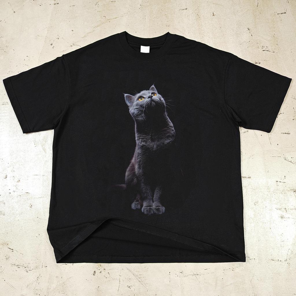 T-shirt z grafiką Streetwear Cat Bawełniana koszulka Topy unisex Koszulki Letnia koszulka z krótkim rękawem