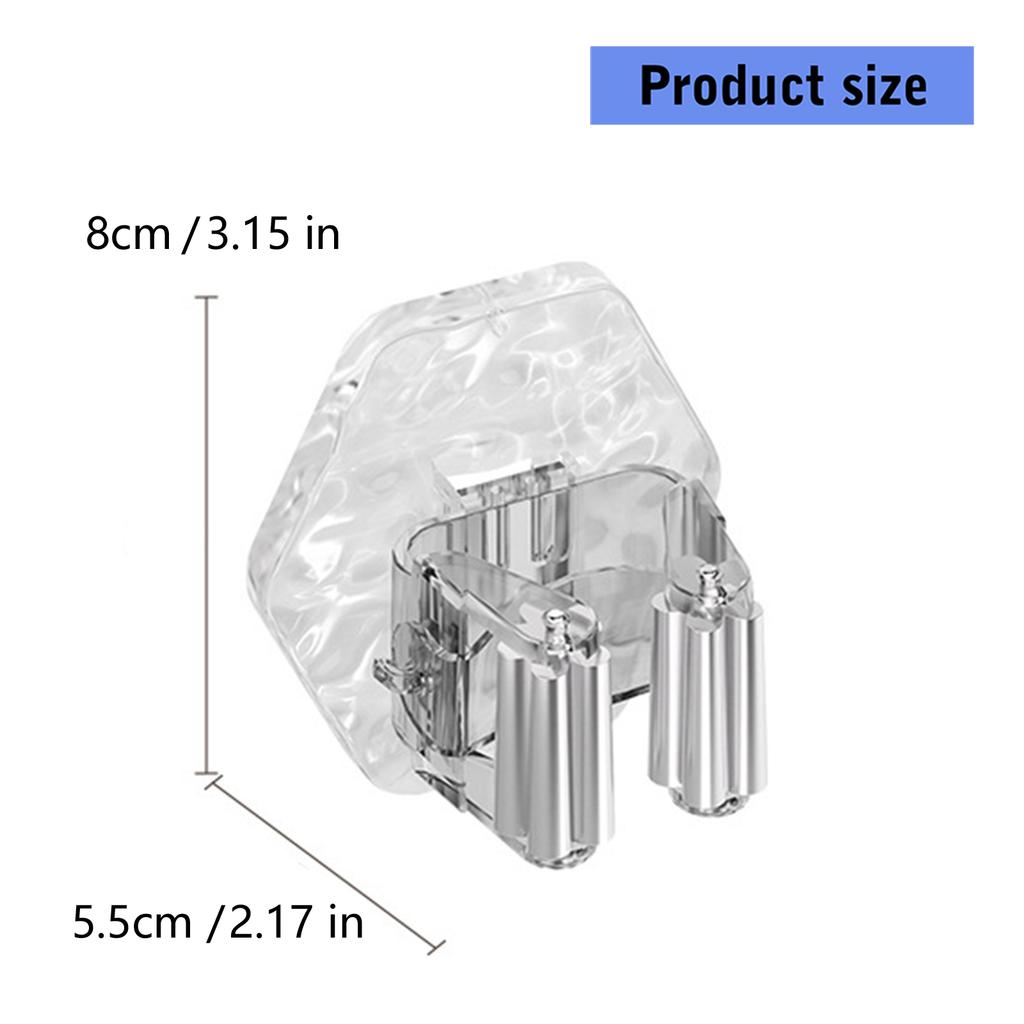 Multifunctional Clear Waved Pattern Wall Hook for Mops Sweepers Cleaning Accessories Adhesive Installation