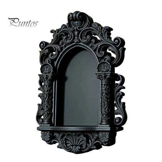 Dark Academia Room Decor Gothic Wall Shelf, Vintage Floating Shelf for Bedroom And Living Room, Matte Black Decorative Display Wall-Mounted Rack with