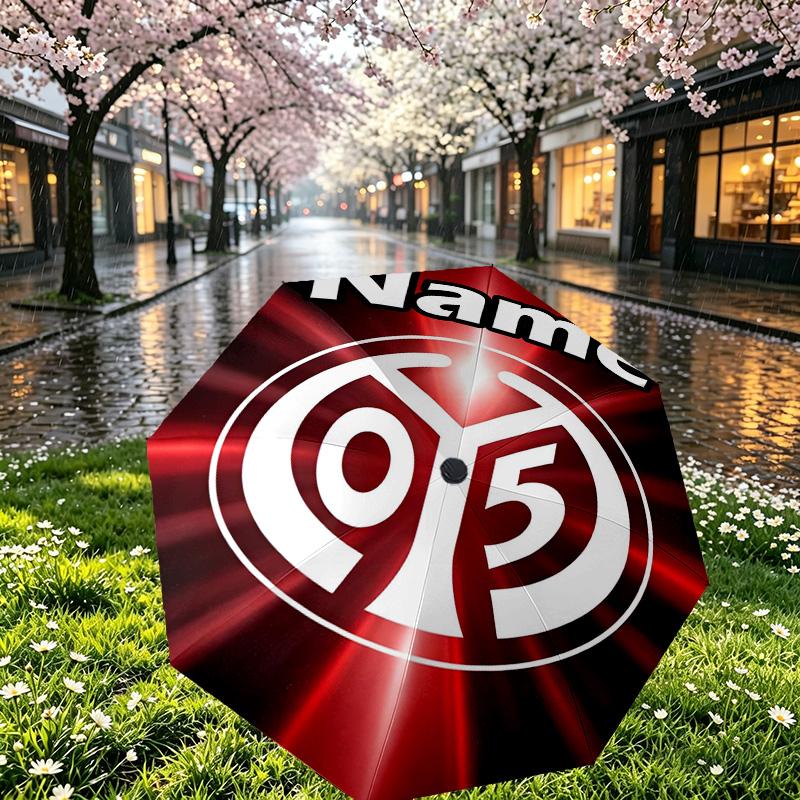 Custom Name Personalized 05 1FSV Mainz 05 Print Umbrella, Auto Open Close, 8‑Rib Sturdy Frame, Commute Camping Hiking Use, Birthday Gift
