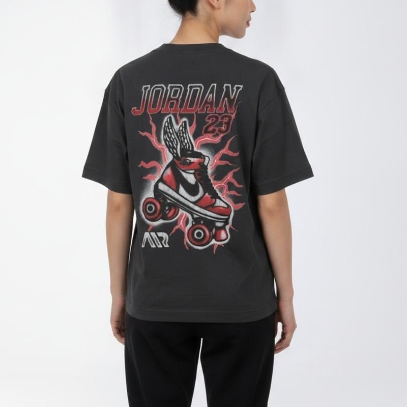 Jordan Air Round Neck Pullover Short Sleeve Sports Drop Shoulder T-Shirt Women Tops IM7133-045