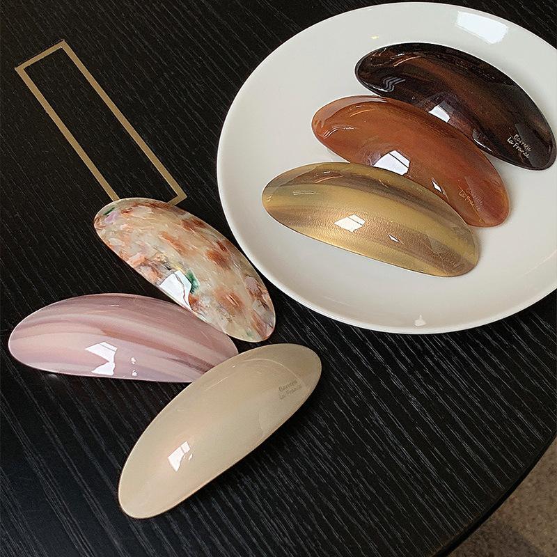 *Korean Vintage Acetate Ponytail Hair Clips French Clip Large Size Oval Geometric Hairpin For Women Girls Headwear Accessories