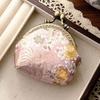 -lost Kiss Lock Coin Purse Thickened Portable Brocade Mini Pouch Chinese Polyester Embroidered Small Pocket Earrings