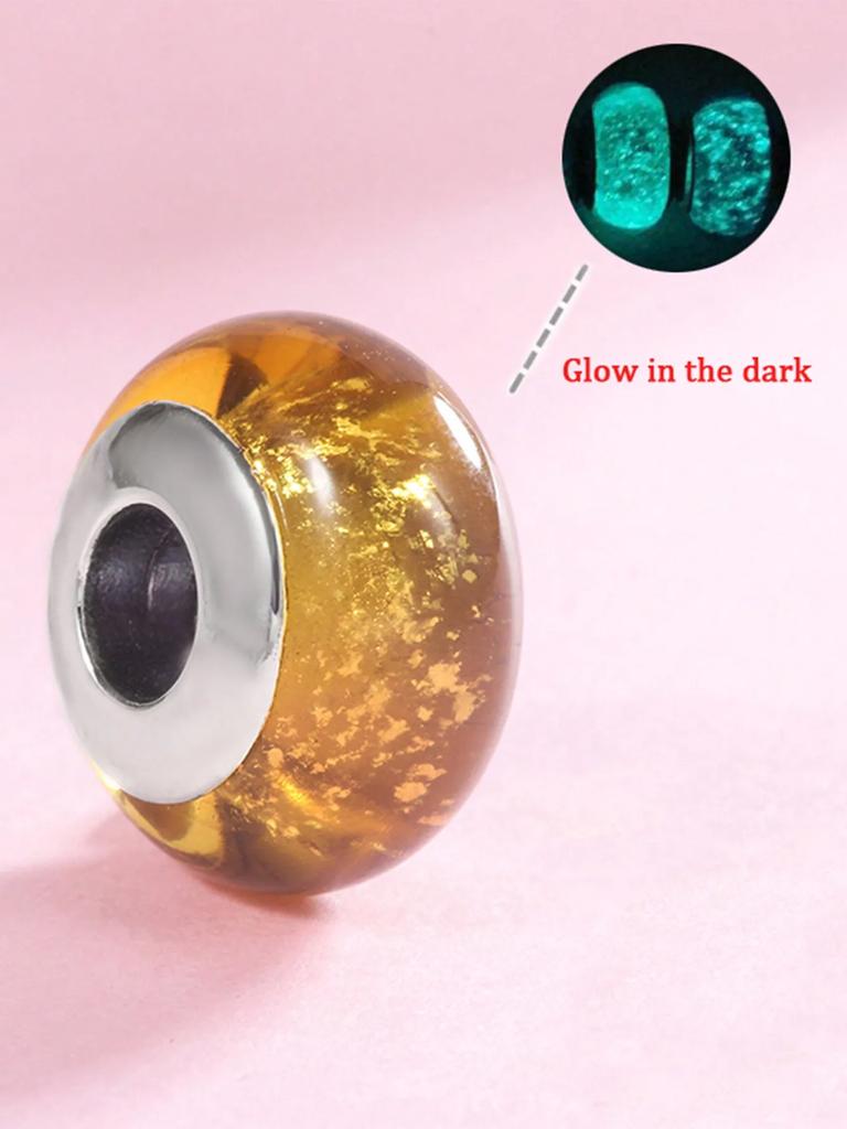 Copper Plated Original Charms Colorful Night Light Beads Fit Bracelet Women'S Jewelry Gift
