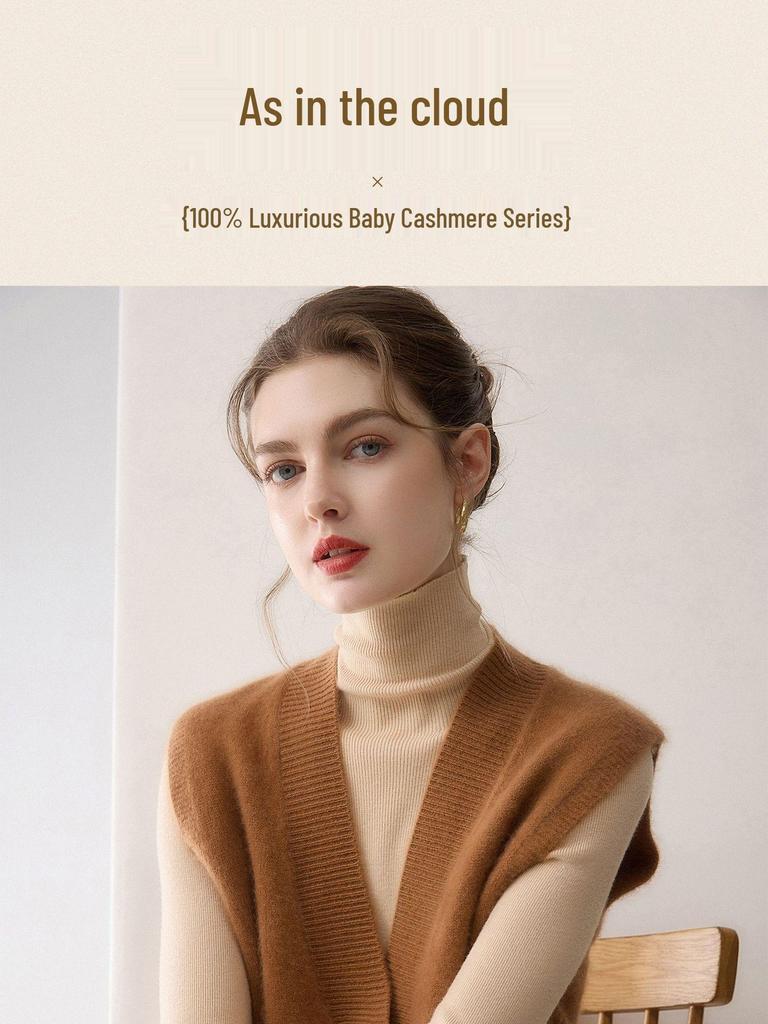 Women's Cashmere Knitted Sleeveless Sweater Vest for Autumn and Winter