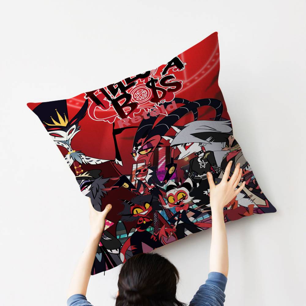 Capa de Almofada Cartoon H-Helluva Boss Personalizada Decoração Quarto Festa Infantil Fronha Presente Aniversário Crianças