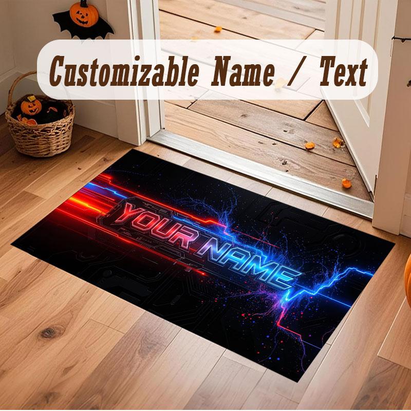 Abstract Personalized Theme Crystal Velvet Floor Rug Personalized Custom Name Text Warm Carpet Home Decoration