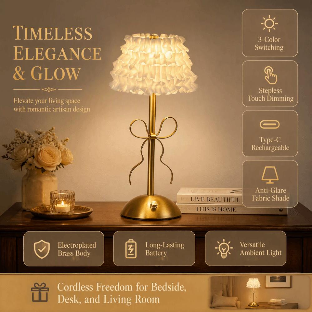 Luxury Rechargeable Small Lamp 3-color Changing Touch Stepless Dimmable Table Bedside