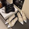 Flat bottom black pointed single shoes women's shoes 2025 new spring and autumn retro French temperament Mary Jane evening shoes