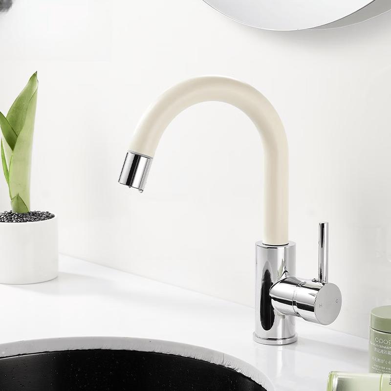 TLXT Minimalist Cream Style Hot Water Faucet for Island or Bathroom