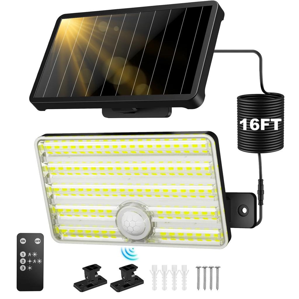 SZRSTH IP65 Waterproof Solar Outdoor Light-LED Motion Sensor Light with Remote Control Waterproof Security Flood Light for Porch