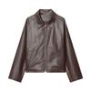 2026 Spring New European and American Cross-border Women's Clothing Woven Leather Lapel Short Jacket W063 9437