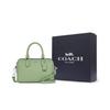 COACH Cross Grain Leather Boston Bag, Handbag, Shoulder Bag, Crossbody Bag Small Womens Azure Grass Green