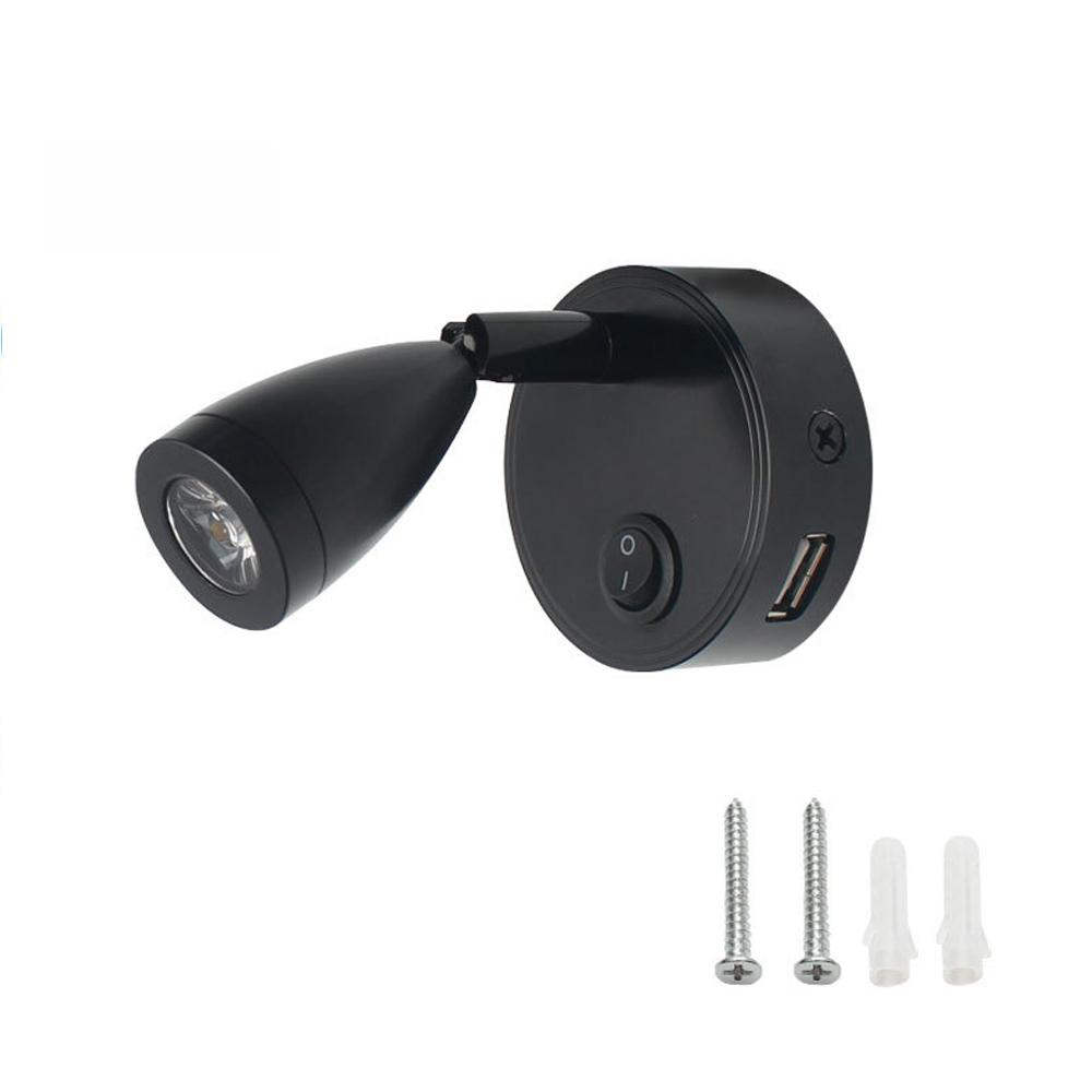 12V 24V LED Anhängerleuchte 2W mit Schalter USB-Ladeanschluss Nachttischlampe Hotel Schlafzimmerlicht Wohnmobil Wohnwagen Auto Yacht Boot Lampe