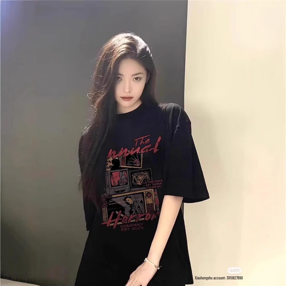 Women's 2025 Loose-Fit Cartoon Hip-Hop Cotton T-Shirt