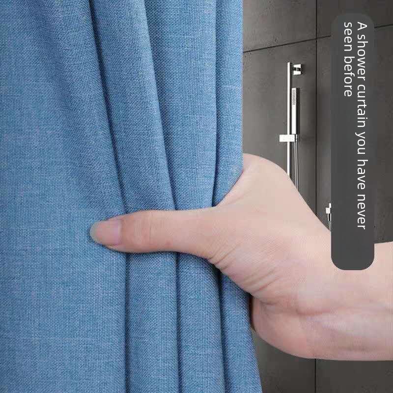 Waterproof Imitation Linen Shower Curtain - 235g Polyester, Thick Solid Color, Ideal for Bathroom Partitions
