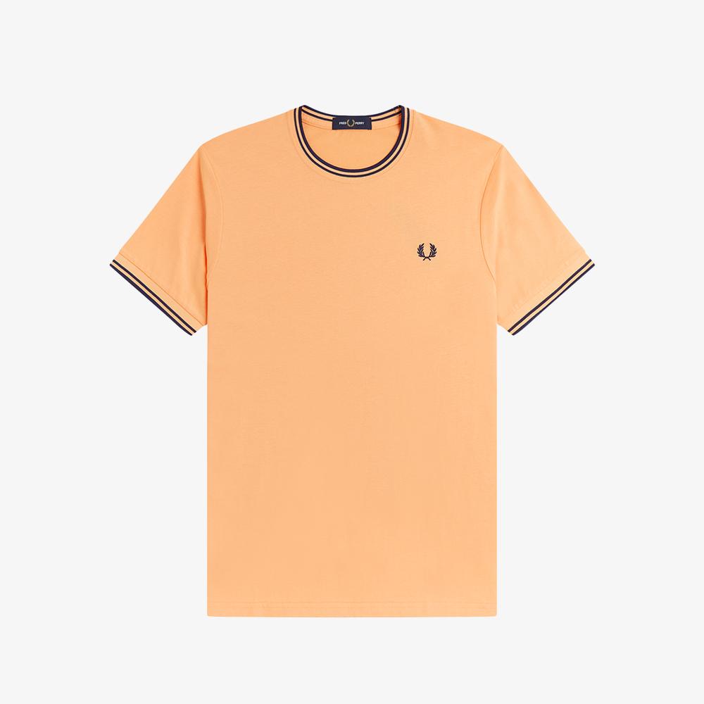 FRED PERRY [Sharp] Twin Tip T-Shirt - Peach/French Navy Afpm2611588-82B