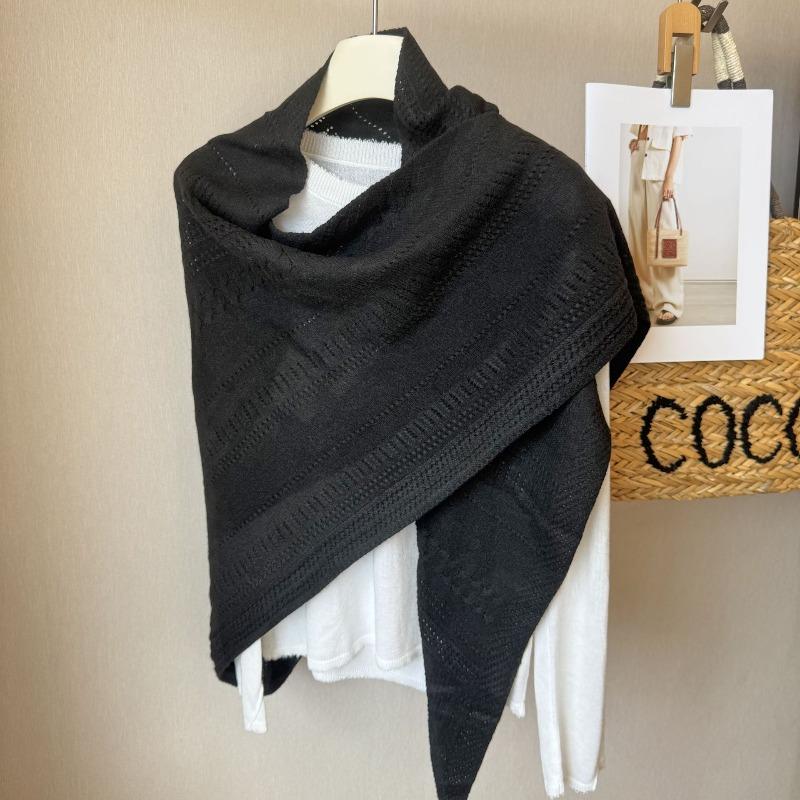 Meier Wollschal, neuer hohler einfarbiger Schal für Herbst und Winter, gestrickter Dreiecksschal, warmer Schal.