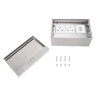 Bodeneinbaudose 4000W 13A 2 Steckdosen 2 USB-Anschlüsse Edelstahl PC Bodendosengehäuse für Büro Schule Hotel