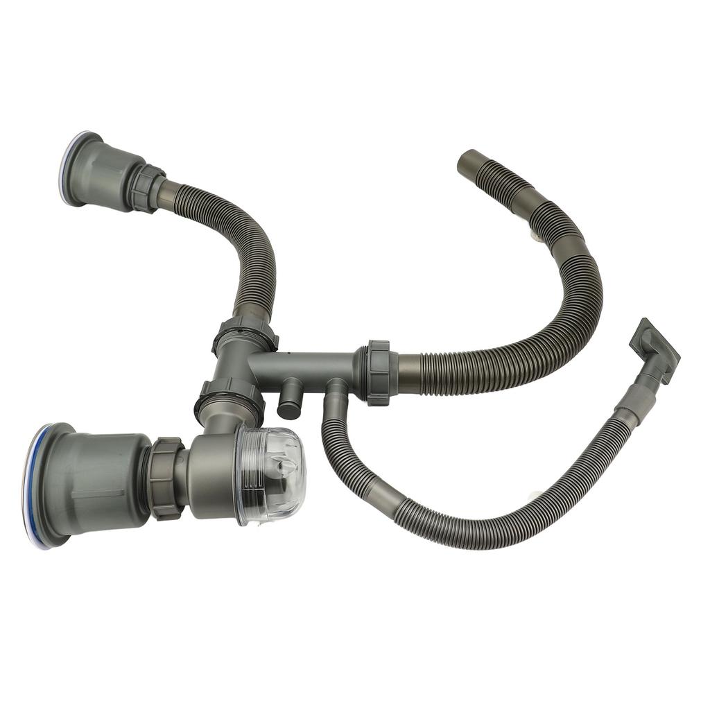Kit Sifon Chiuvetă Bucătărie Rezistent la Mirosuri Îngroșat Rezistent la Temperaturi Înalte Sifon Chiuvetă cu Două Cuve