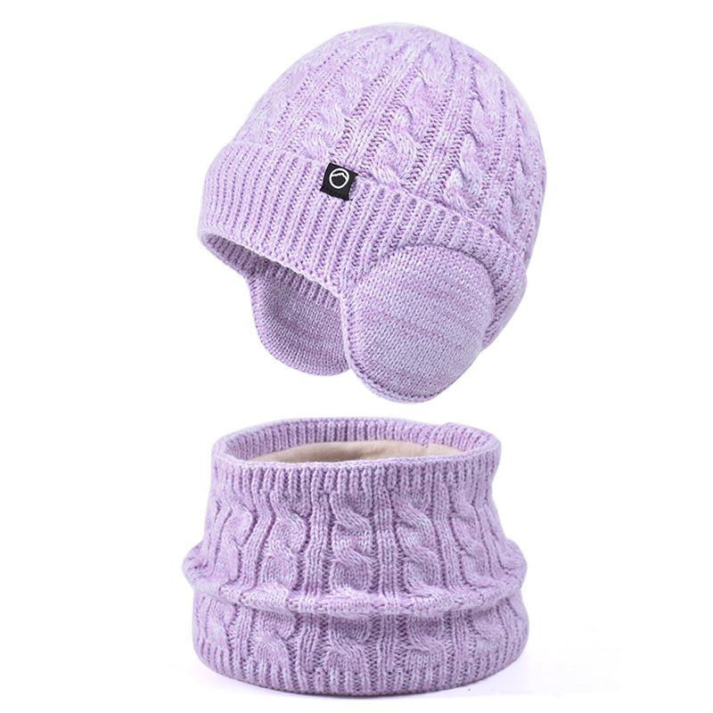 Winter Plush Thick Children's Hat, Scarf Gloves, Three Piece Set, Men's and Women's Outdoor Windproof Ear Protection, Warm Knitted Hat