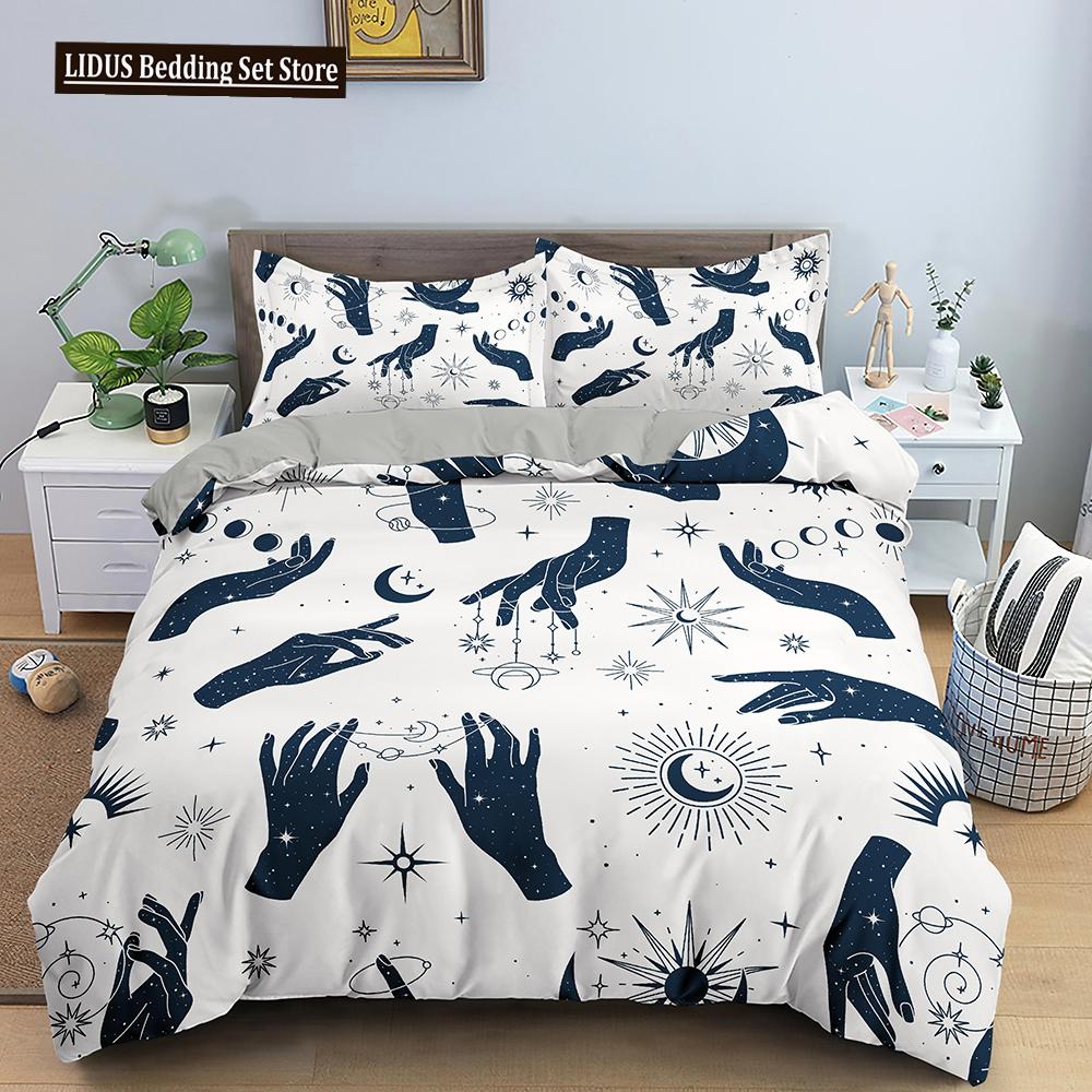 Bohemian Duvet Cover Set Universe Sun And Moon Themed Polyester Comforter Cover King Queen Full Size For Kids Boys Bedding Set