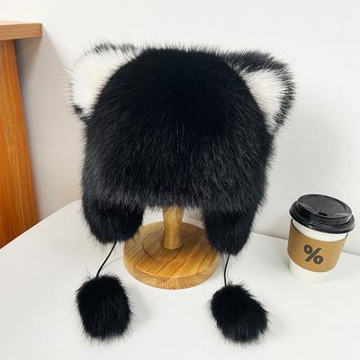 Niedlicher Bär Plüsch Lei Feng Hut Damen Winter Kunstpelz Verdickt Wärme Ohrschutz Kalter Hut Outdoor Kältesicher Baotou Hut