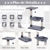 Cat Tree, 3 Sisal Posts, Platform, Hammock, 50 x 36 x 70 cm, Grey