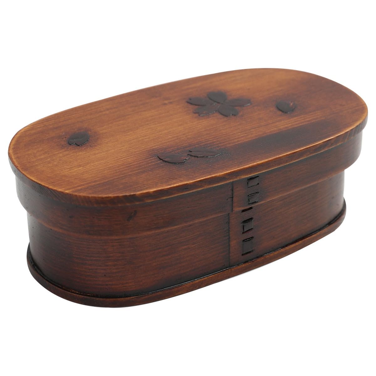 

Miyoshi Lacquerware Honpo Magewappa Oval Bento Cherry Blossom Lacquered Cedar Natural Single Wood Grain Japanese Traditional Box, Design, 530ml, Wood,