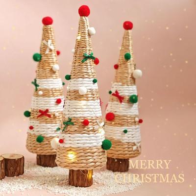 Handmade 2025 DIY Christmas Tree Ornament Set - Creative Woven Holiday Decorations for a Festive Home Atmosphere