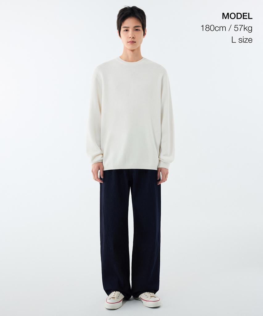 MUSINSA STANDARD Minimal Crew Neck Knit [Cream]