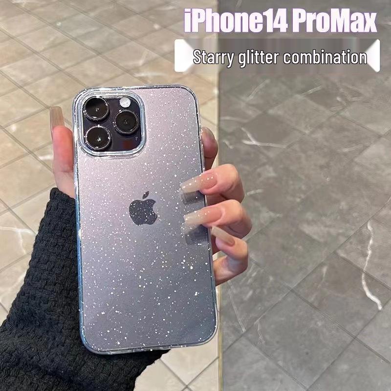 כיסוי שקוף מנצנץ לאייפון - תואם לדגמים 11 עד 17 Pro Max, עיצוב סיליקון עמיד בפני נפילות
