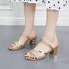 Summer New Sandals Women's Thick Heel Open Toe Middle Heel with One Shoe Two Wear Thick Heel Sandals Women's Shoes