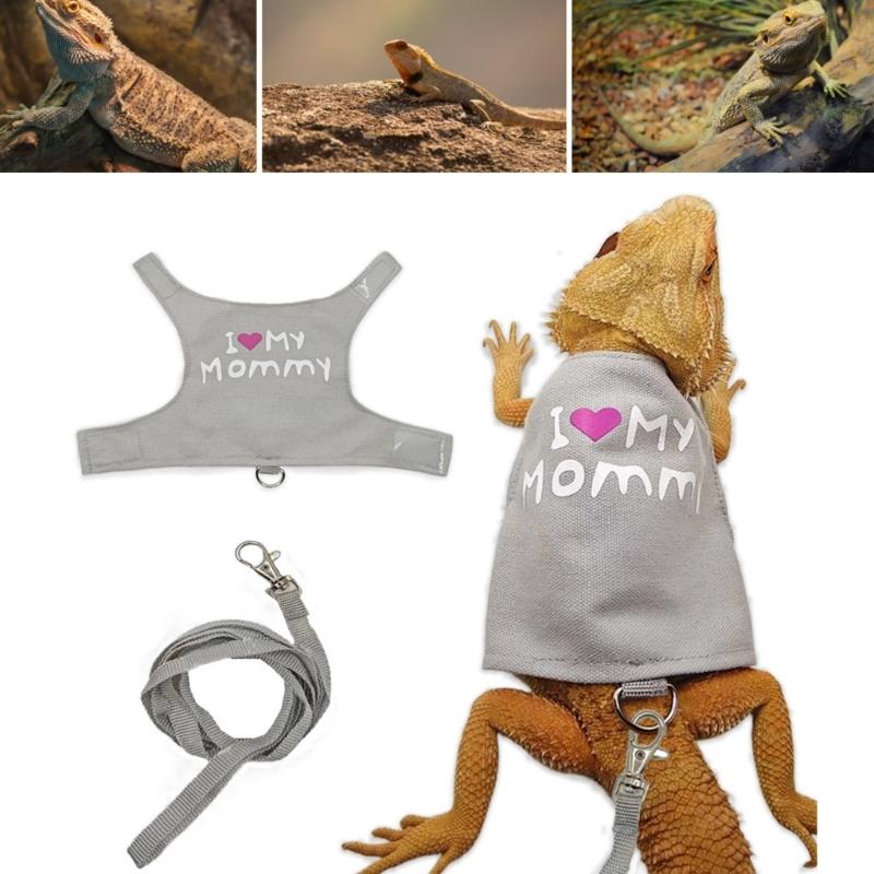 Noctilucous Lizards Harness and Leash Set for Small Pet Outdoor Activity Reptiles Walking Gear Harness Vest Trainer Suit