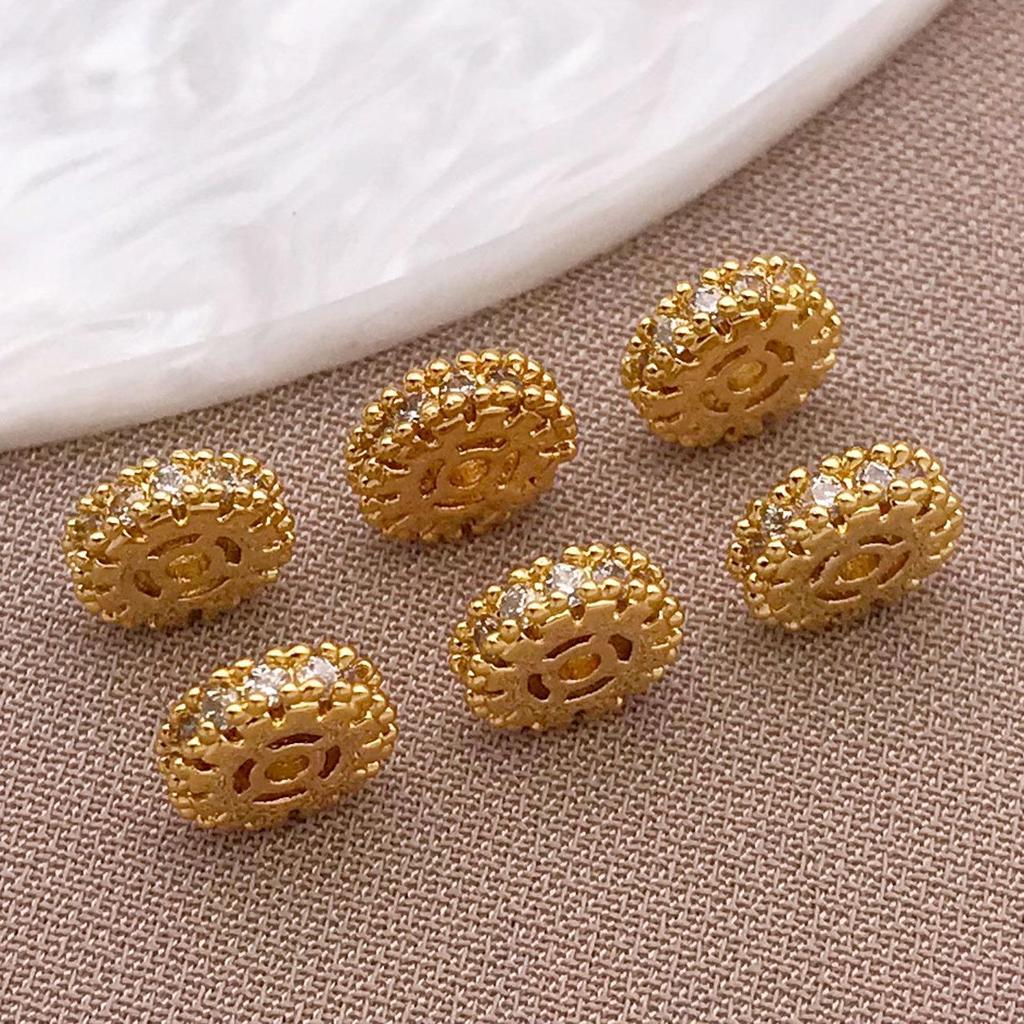 Copper Plated 18K Gold Zircon Spacer Beads for DIY Bracelets & Necklaces