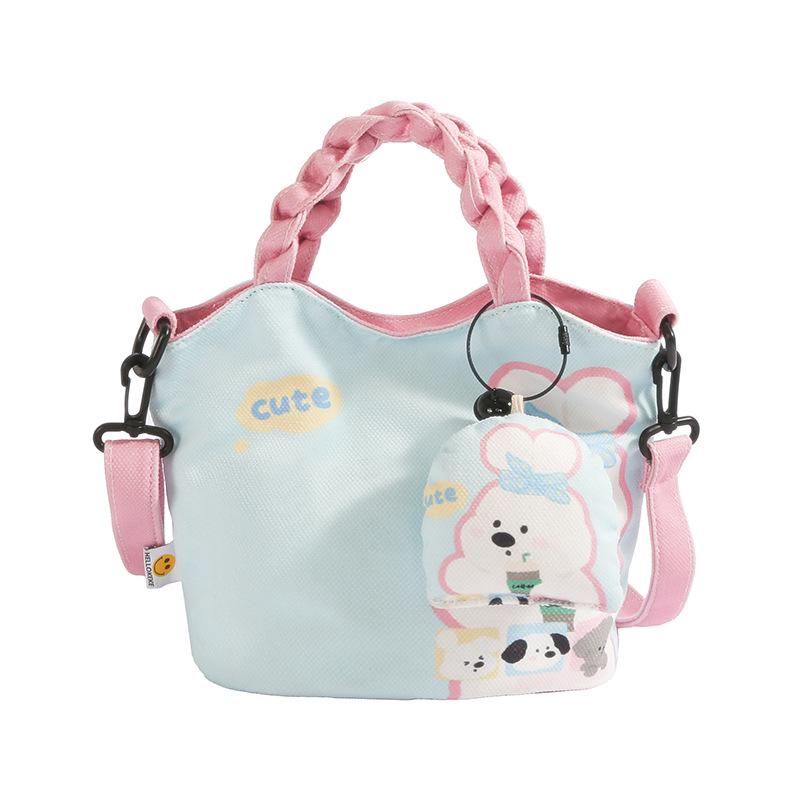 

Polka Dot Cat Large Capacity Versatile Shoulder Bag - Fashionable and Casual Bucket Backpack for Women синій