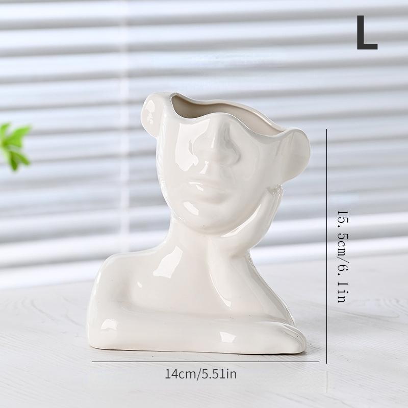 Women's Head Shape Boho Feminist Decoration Makeup Brush Storage Tube Bohemian Decoration Desktop Ornaments