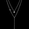 New High-end Long Y-shaped Fringed Diamond Necklace for Women's Niche Light Luxury Double-layer Collarbone Chain