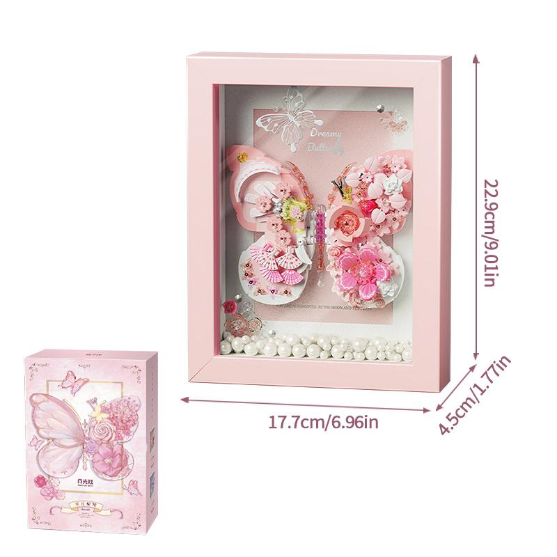 Creative Butterfly Flower Photo Frame Building Blocks Desktop Decoration Ornaments Girls Fantasy Romantic Gifts Kids DIY Toys