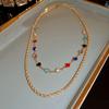 Bohemian Luxury Colorful Crystal Necklace for Women Double Layer Shiny Chain Choker Party Body Statement Jewelry Gifts