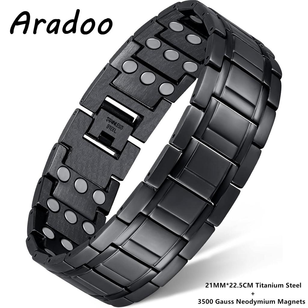 Premium Titanium Steel Bracelets for Men with 3X Ultra Strenth Magnetic Wristband Jewelry Gifts
