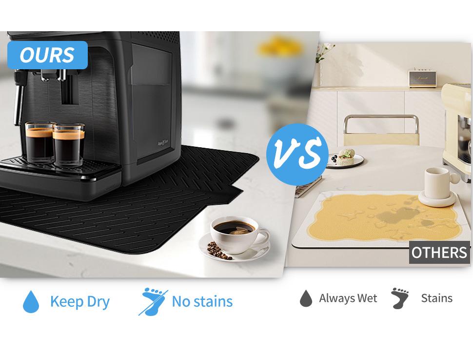 Große Silikon-Abtropfmatte mit Ableitungsöffnung zum Trocknen von Schüsseln und Geschirr