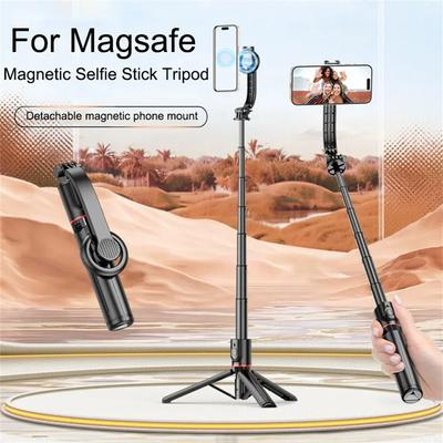 Support Trépied Stand pour Selfie Stick Magnétique Extensible avec Télécommande Sans Fil Bluetooth pour Magsafe iPhone Android Support Portable