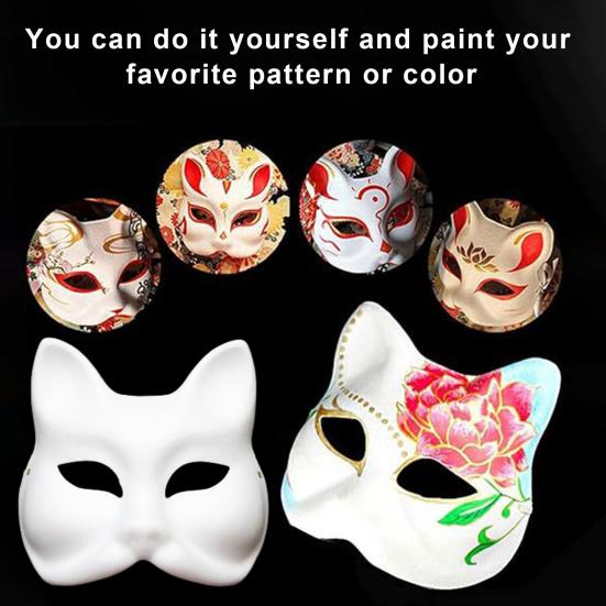 Face Cushion DIY Painting Set White Masquerade Fox Cat Pumpkin Face Cushion Costume Props for Cosplay Halloween Dance Party
