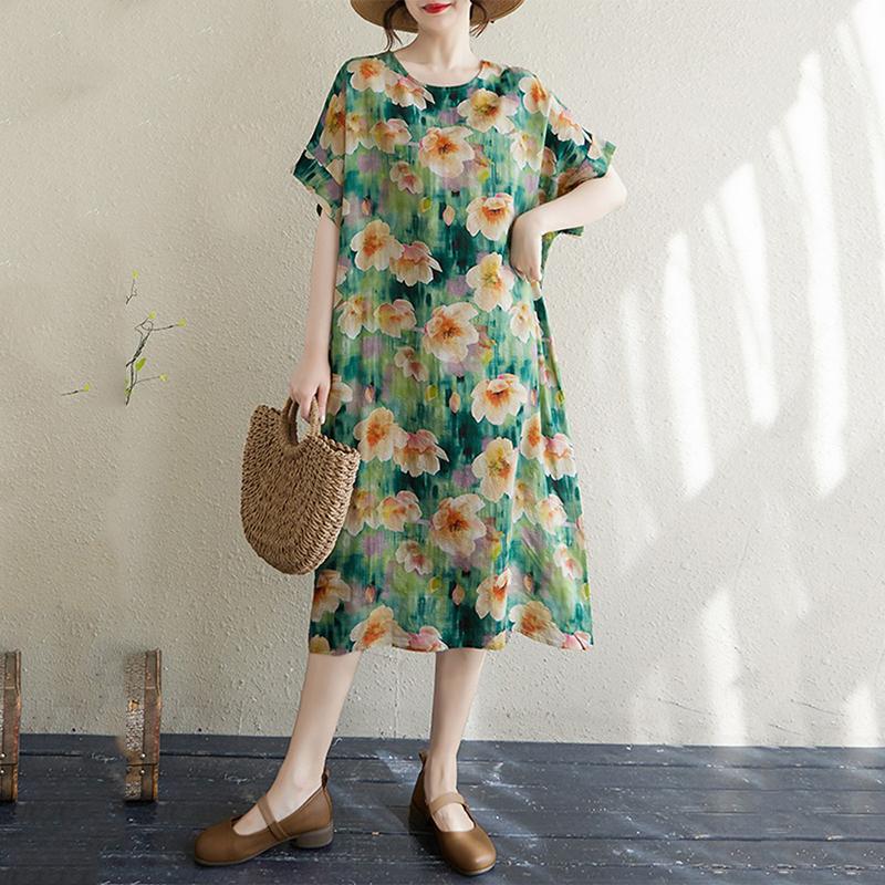 Xitao Print Floral Short Sleeve Dress ZMY1114