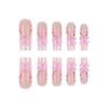 24PCS Sweet Pink Long Fake Nails with White Tip Chip-Proof Smudge-Proof Fake Nails for Women and Girl Nail Salon