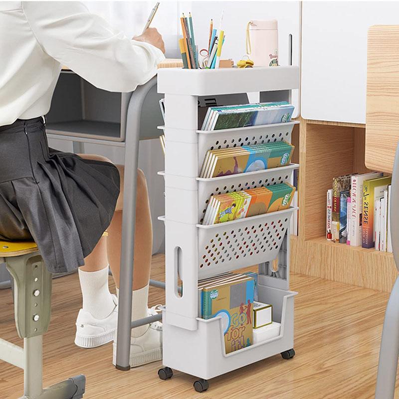 Kompakter mobiler Schreibtischständer für das Klassenzimmer, Desktop-Aufbewahrungs-Organizer mit Rädern