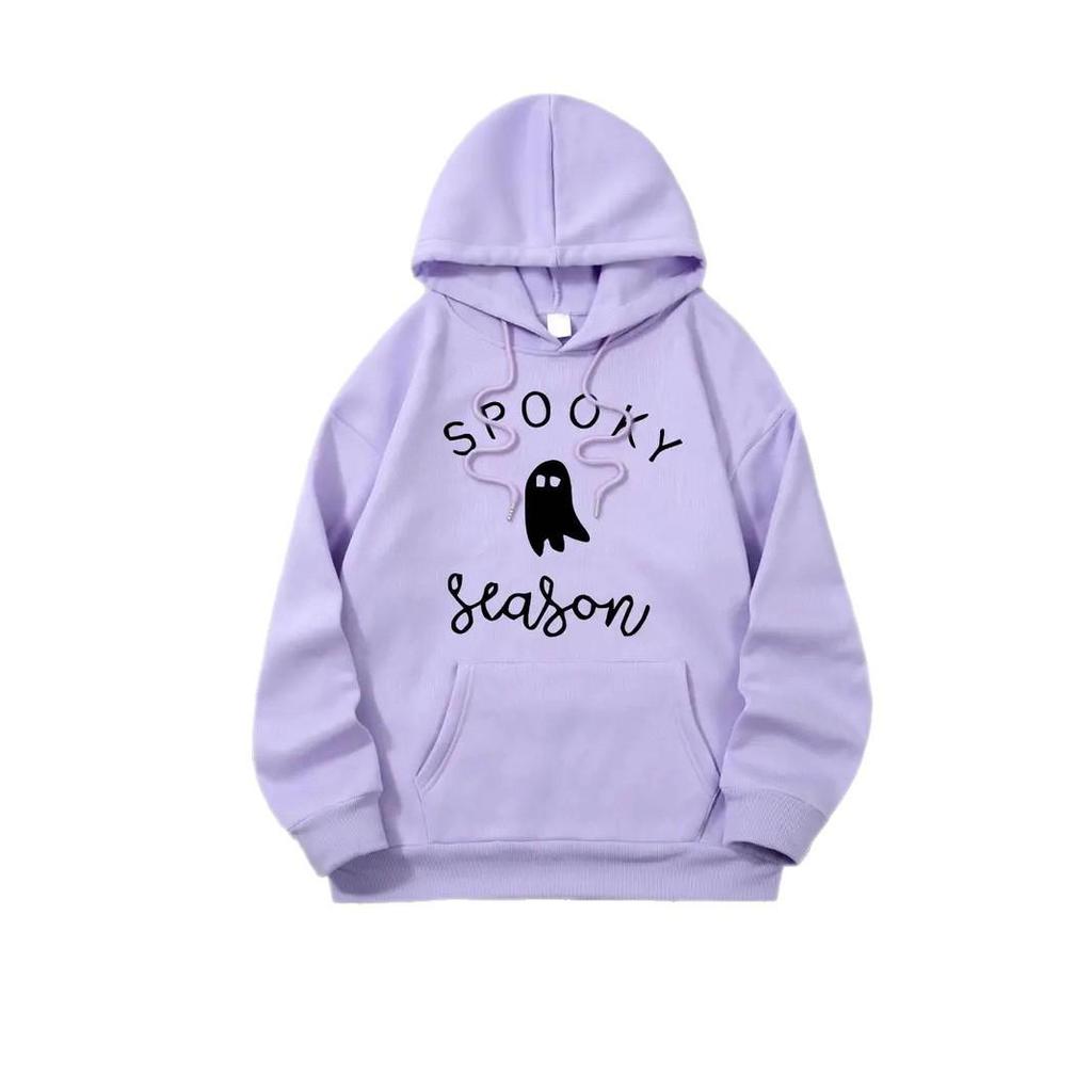 European & American Women's Halloween Letter Hoodie Ribbed Sweatshirt